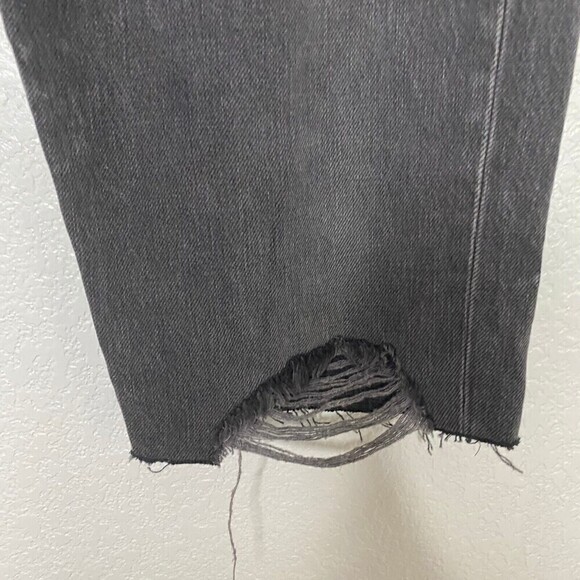 Frame Imaan X Frame Womens Charcoal Gray Mid Rise Denim Ripped Bermuda Shorts 25 - Picture 6 of 14